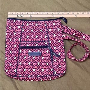 Vera Bradley Geometric Pink and Navy Crossbody Bag